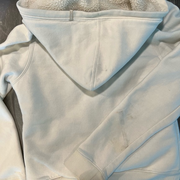Columbia fleece Jacket womens M, Ivory, Sherpa lining. Front pockets, Hooded - Picture 4 of 9